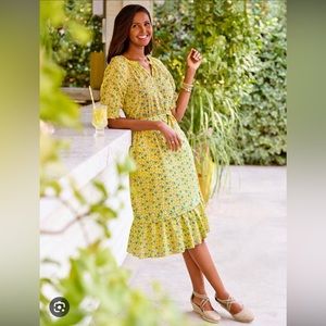 Talbots FLORAL SMOCKED FIT & FLARE DRESS.